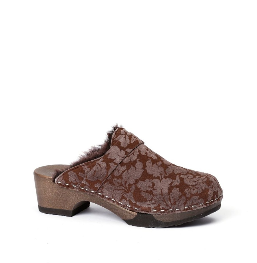 Clogs | SOFTCLIX Taira Brokat/Lf Brown (Dunkel)