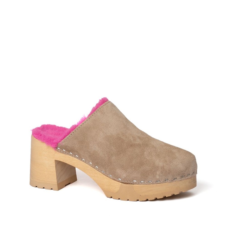 Clogs | SOFTCLIX Hanja Kaschmir/Plusch Taupe/Pink (Natur)