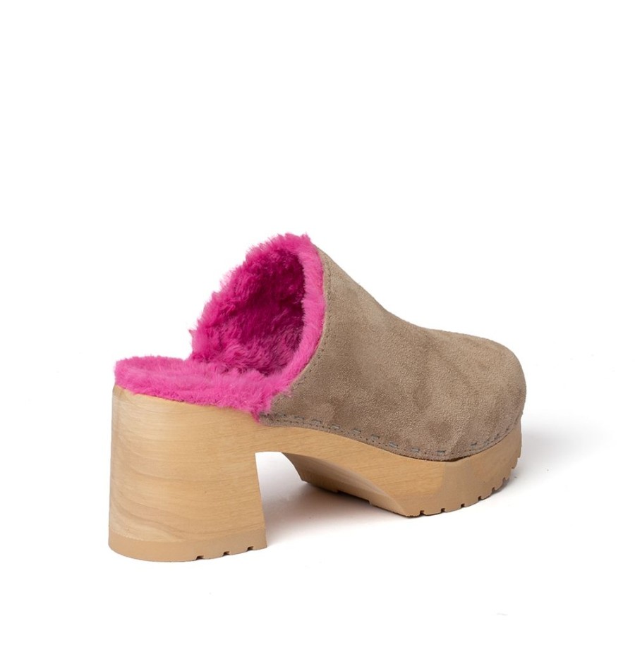 Clogs | SOFTCLIX Hanja Kaschmir/Plusch Taupe/Pink (Natur)