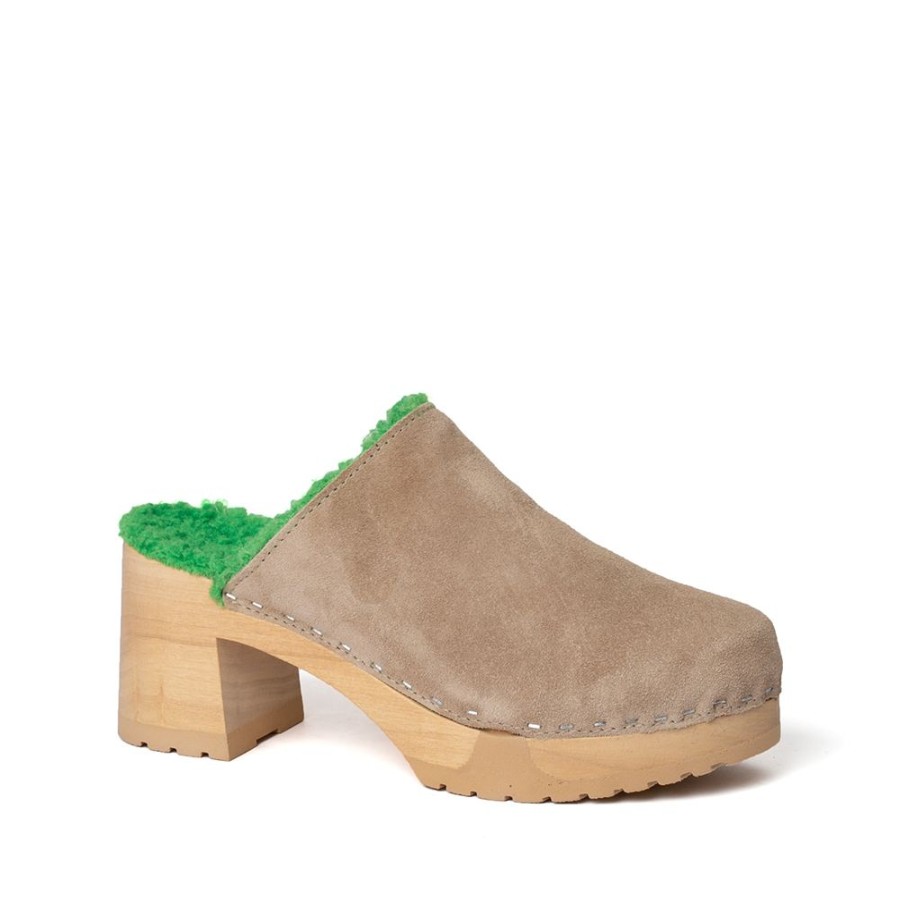 Clogs | SOFTCLIX Hanja Kaschmir/Plusch Taupe/Green (Natur)