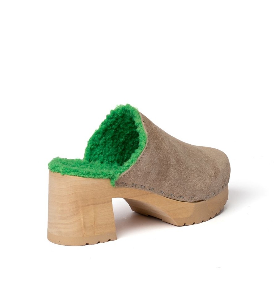 Clogs | SOFTCLIX Hanja Kaschmir/Plusch Taupe/Green (Natur)